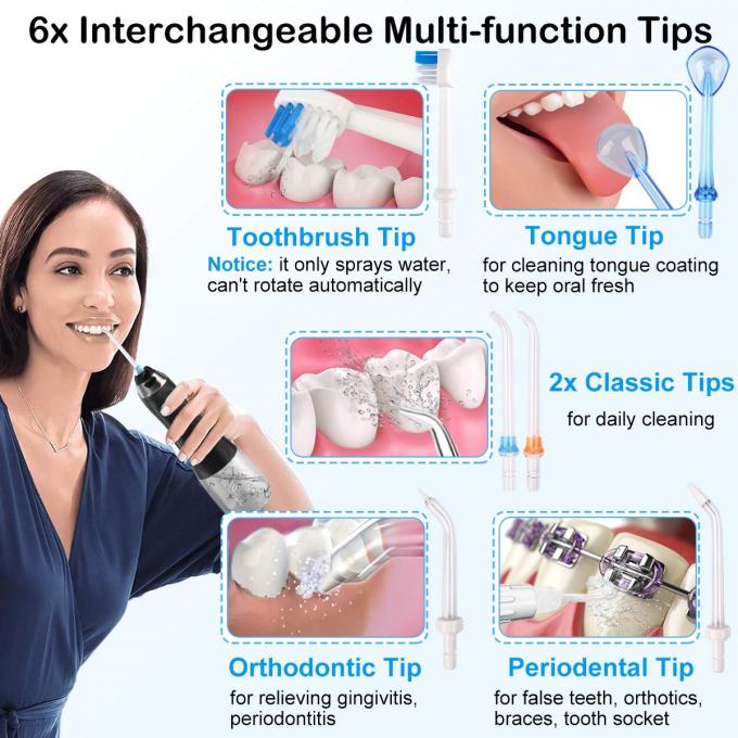 Ασύρματα δόντια Flosser νερού καθαρότερο, φορητό οδοντικό προφορικό Irrigator 5 τρόποι, IPX7 αδιάβροχο